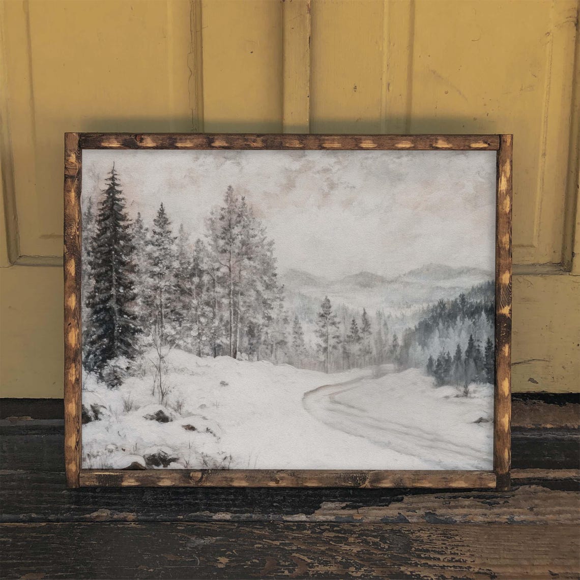 Muted Winter Landscape Vintage Poster Print - Image 3