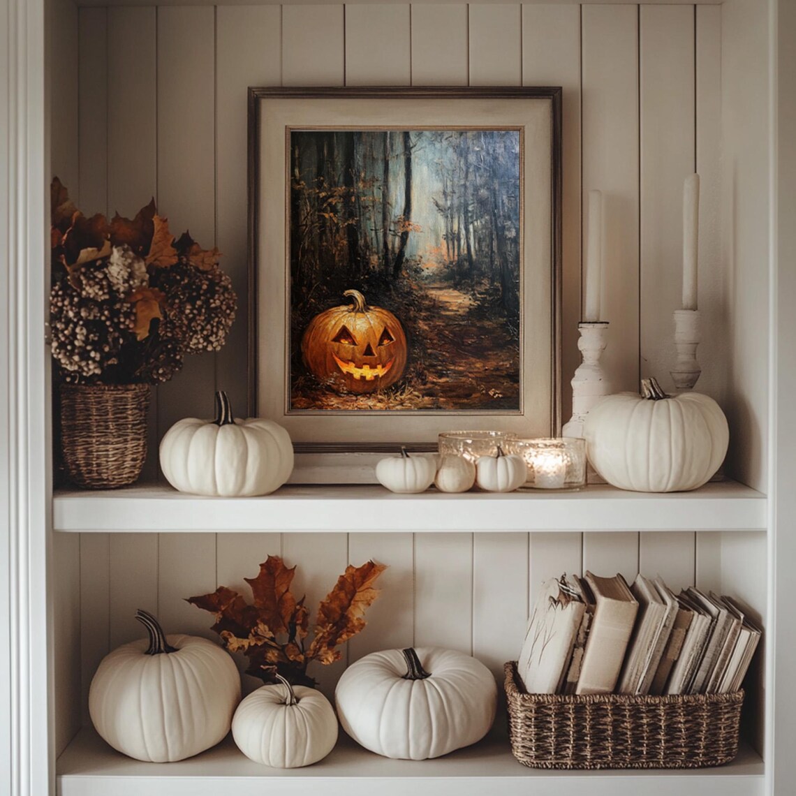 Jack O Lantern Pumpkin, Vintage Style Halloween Art Print - Image 3