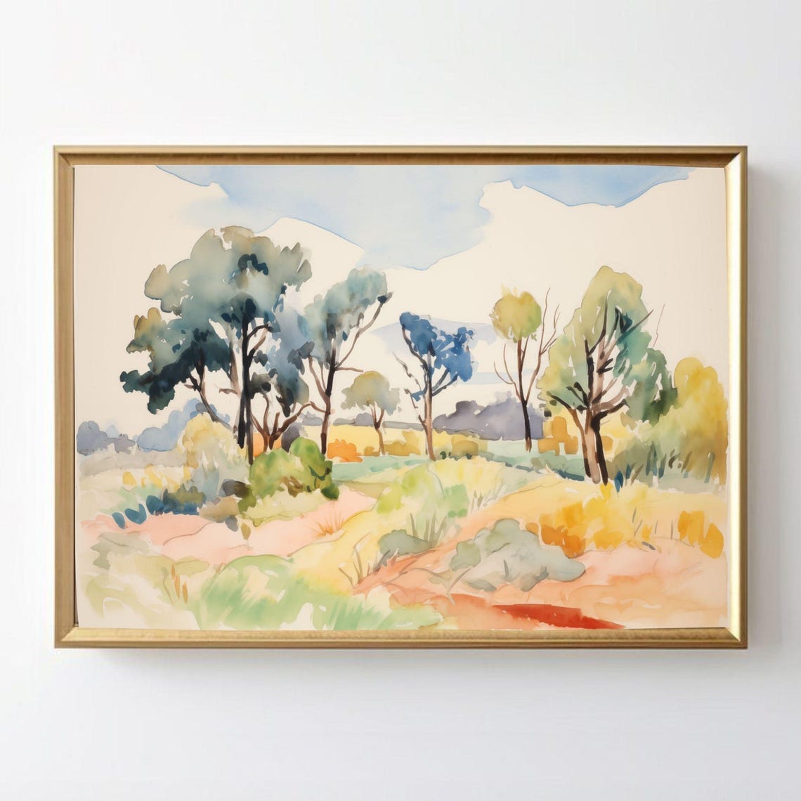 Colorful Abstract Watercolor Trees Landscape Vibrant Modern Art Poster - Image 3