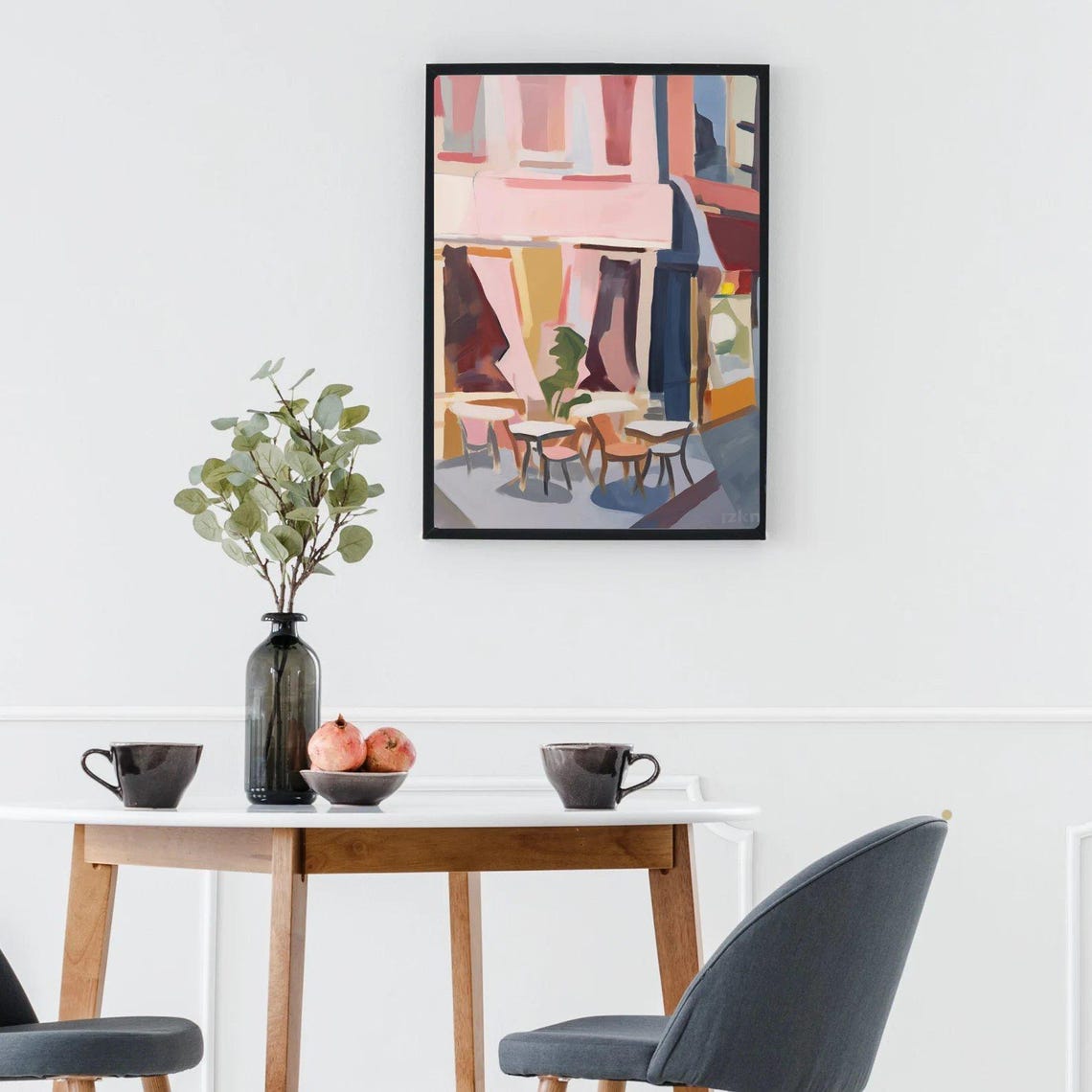 Abstract Paris Bistro French Cafe Painting Pink Awning Print - Image 4