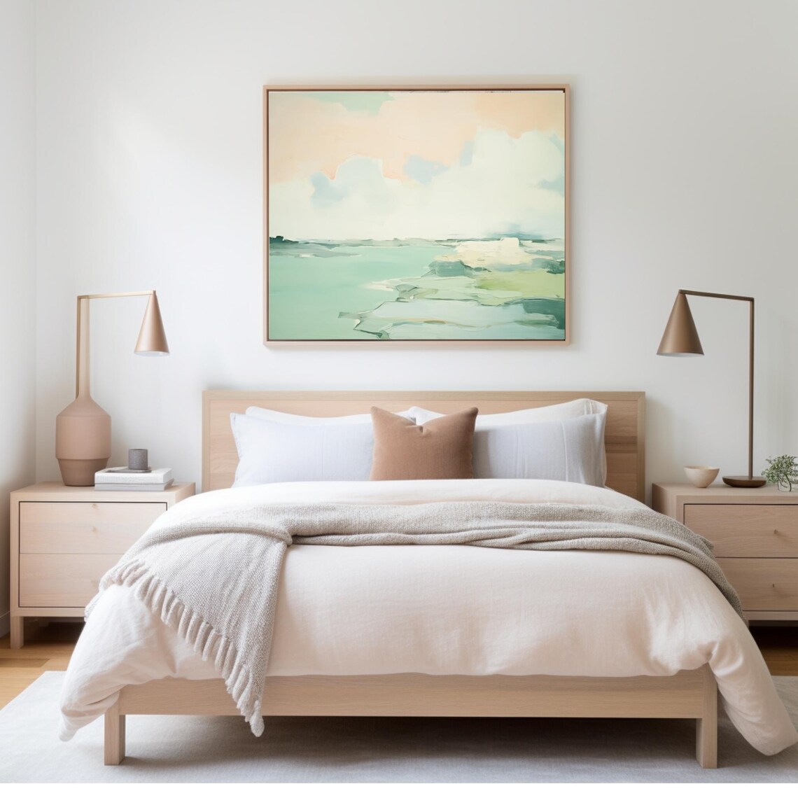 Mint Green Abstract Seascape Ocean Water Painting Coastal Poster - Image 2