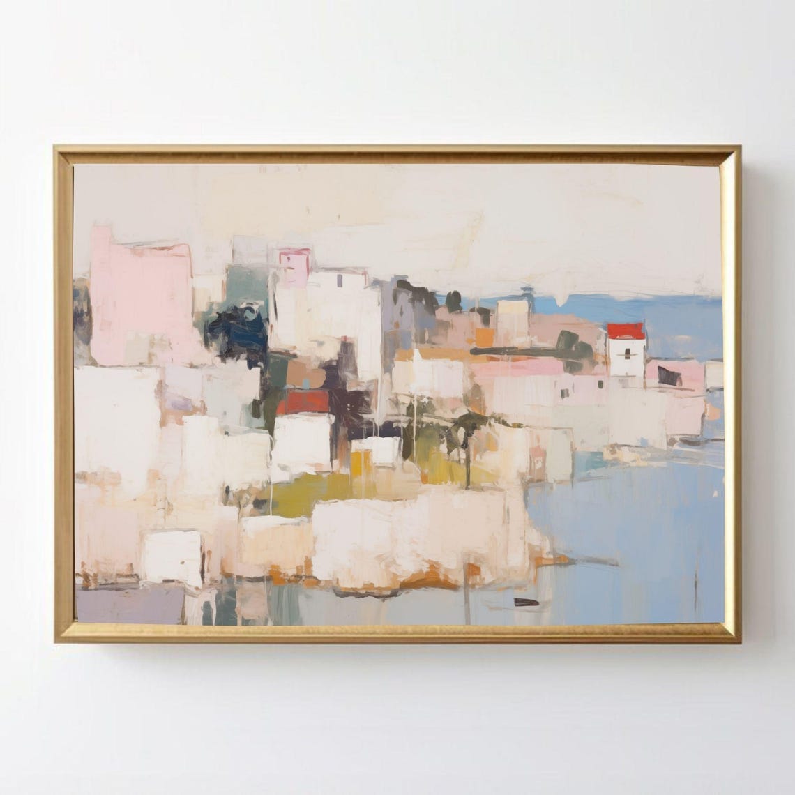 Abstract Mediterranean Village Coastal Whitewashed Houses Poster - Image 3