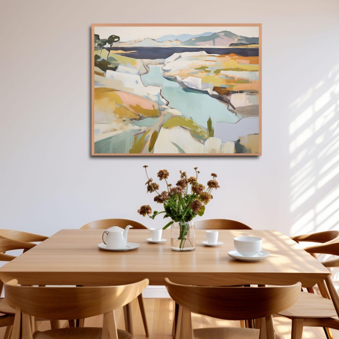 Abstract Coastal River Painting Ochre Cliffs Estuary Modern Art Poster - Image 4