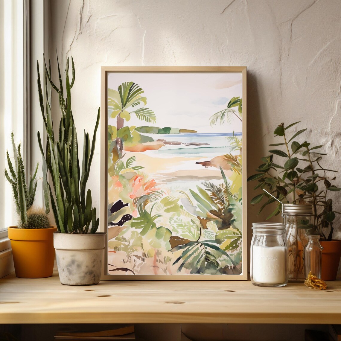 Tropical Beach Painting Art Print Watercolor House Decor Ocean Wall Giclee - Image 4