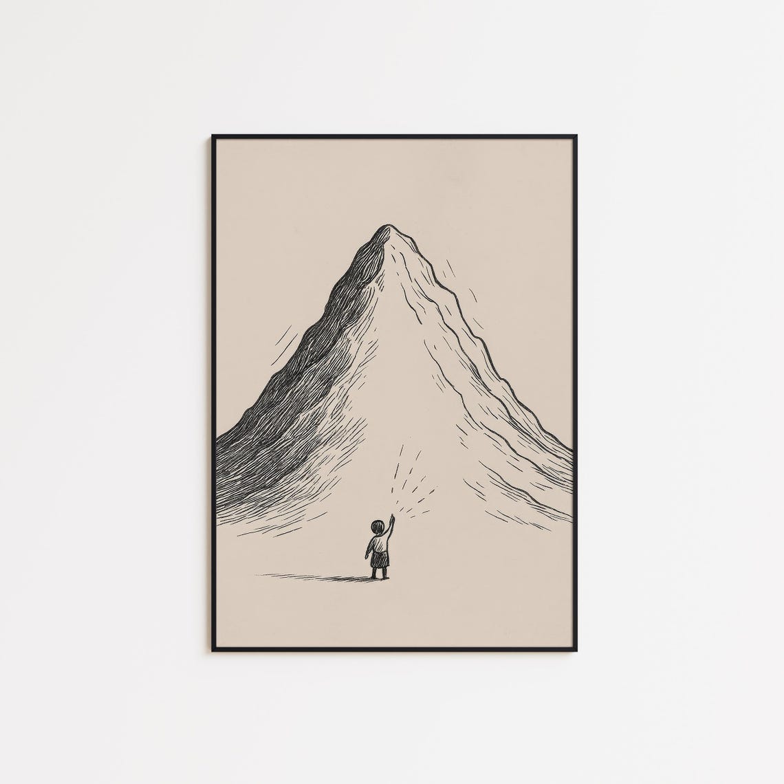 Small Child Before a Towering Mountain Christian Faith Poster