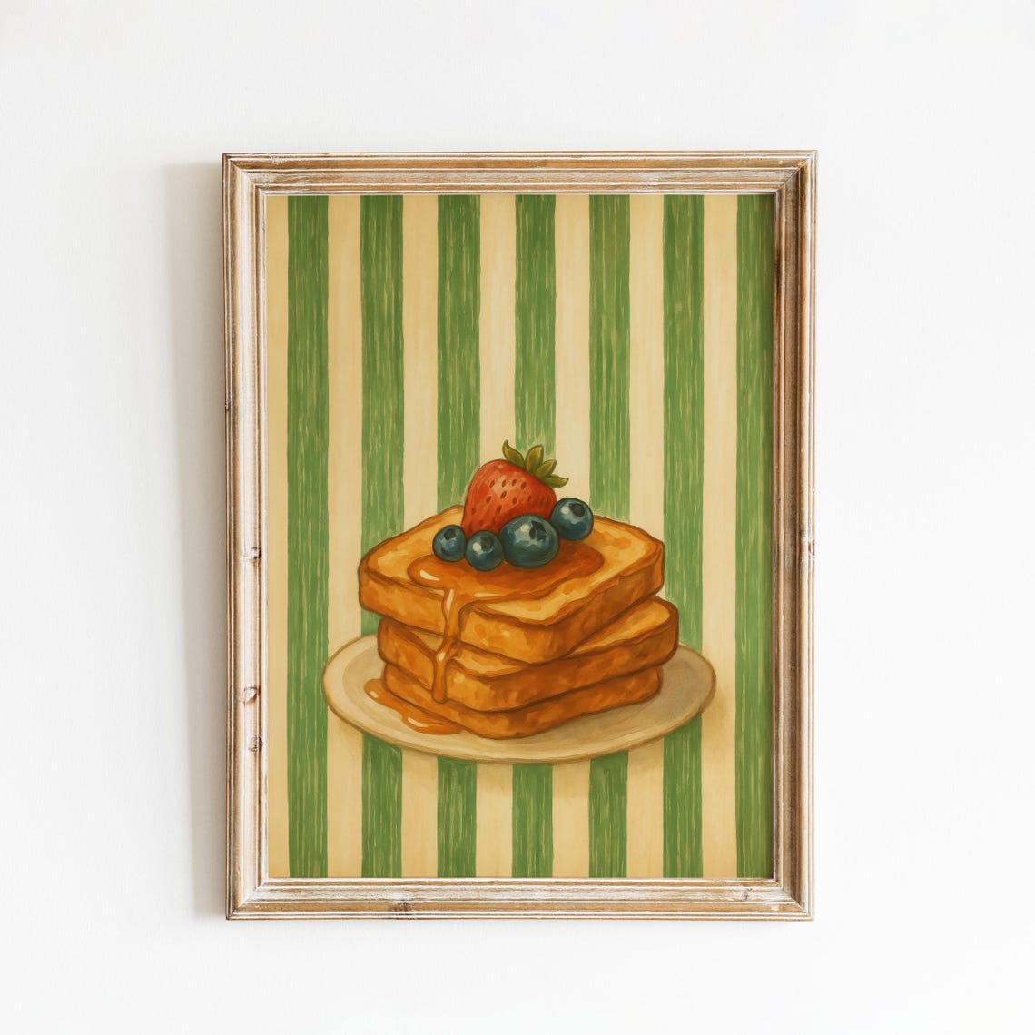 French Toast Stack With Berries Retro Breakfast Food Art Poster