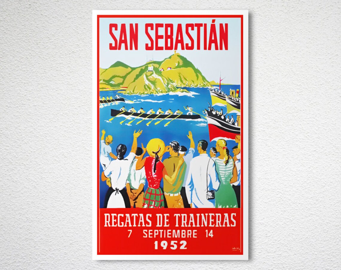 San Sebastian Regatas Spain Vintage Travel Poster - Image 2