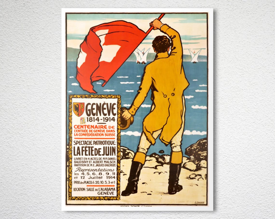 Geneve La Fete De Juin Vintage Travel Poster - Image 2