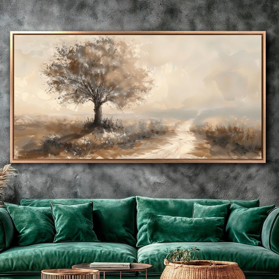 Tree Of Life Misty Countryside Path Watercolor Landscape Poster