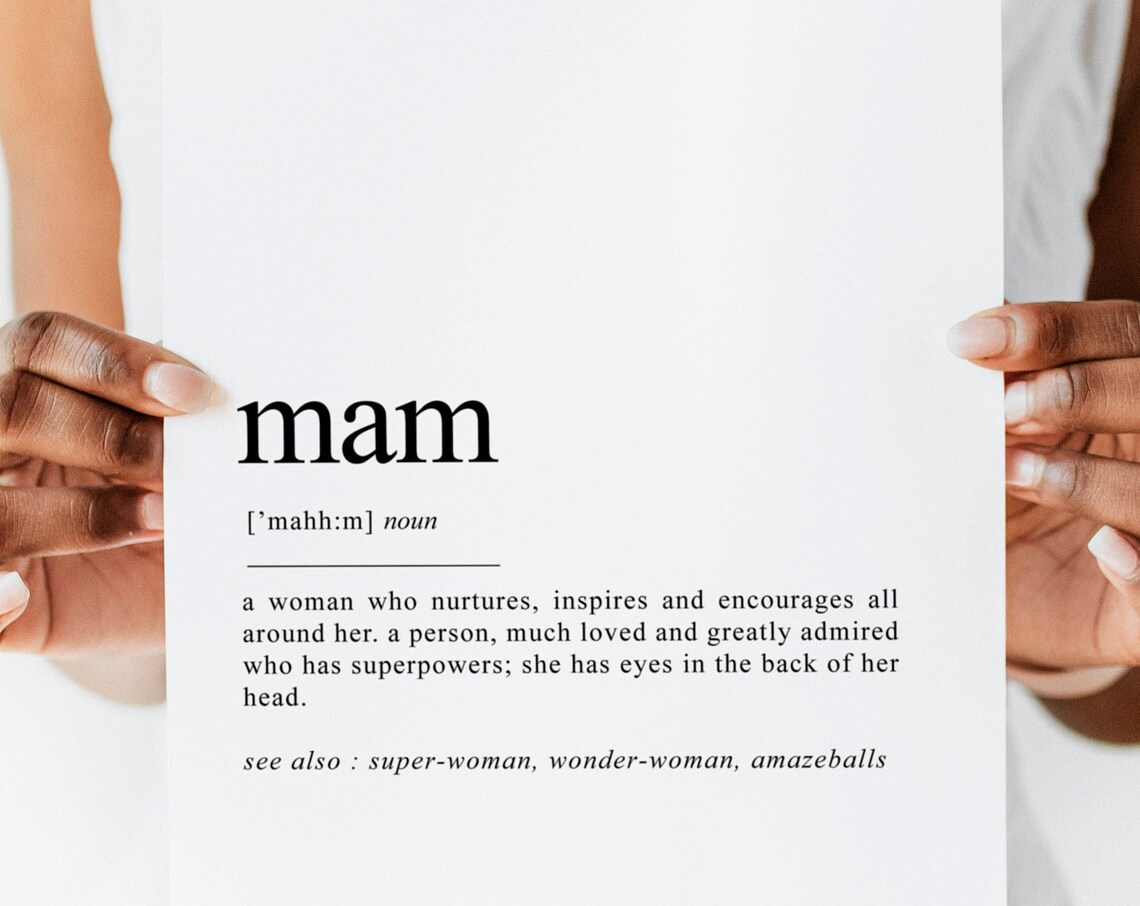 Mam Definition Irish Mother Gift Funny Dictionary Typography Wall Art