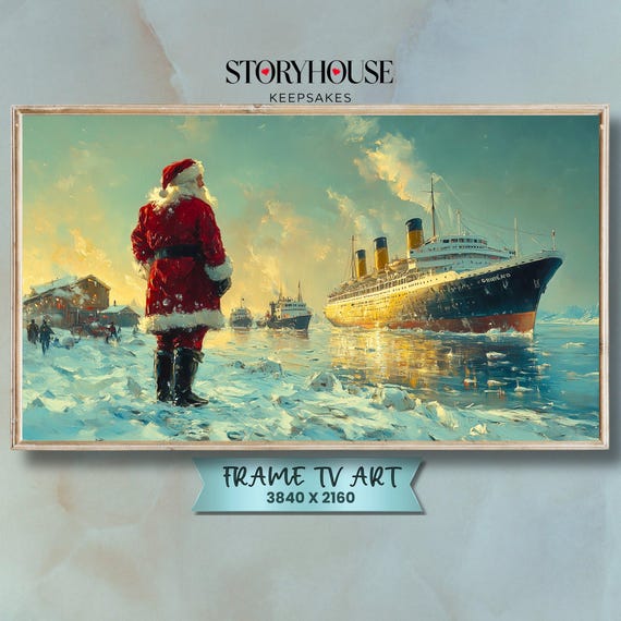 Christmas Frame Tv Art Samsung For Winter Landscape Impressionist Santa And Fleet