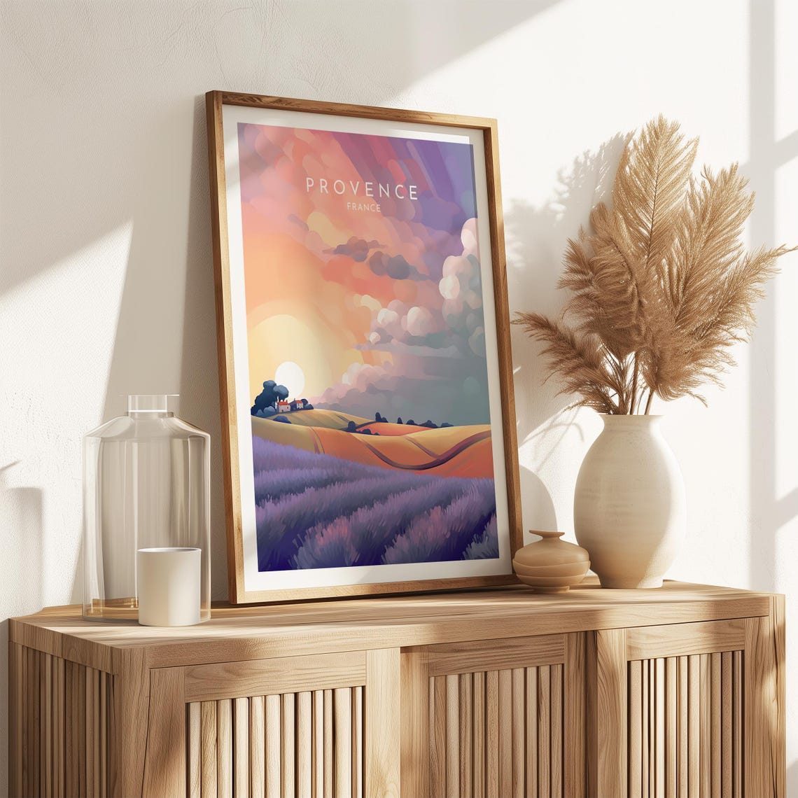 Provence France Lavender Fields Sunset Rolling Hills Travel Poster - Image 2