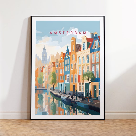 Amsterdam Travel Poster, Netherlands City View