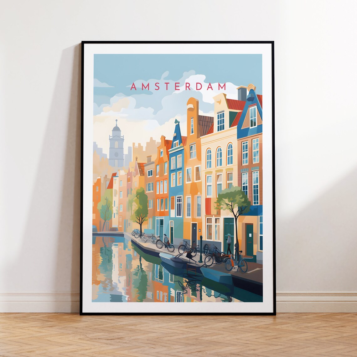 Amsterdam Travel Poster, Netherlands City View