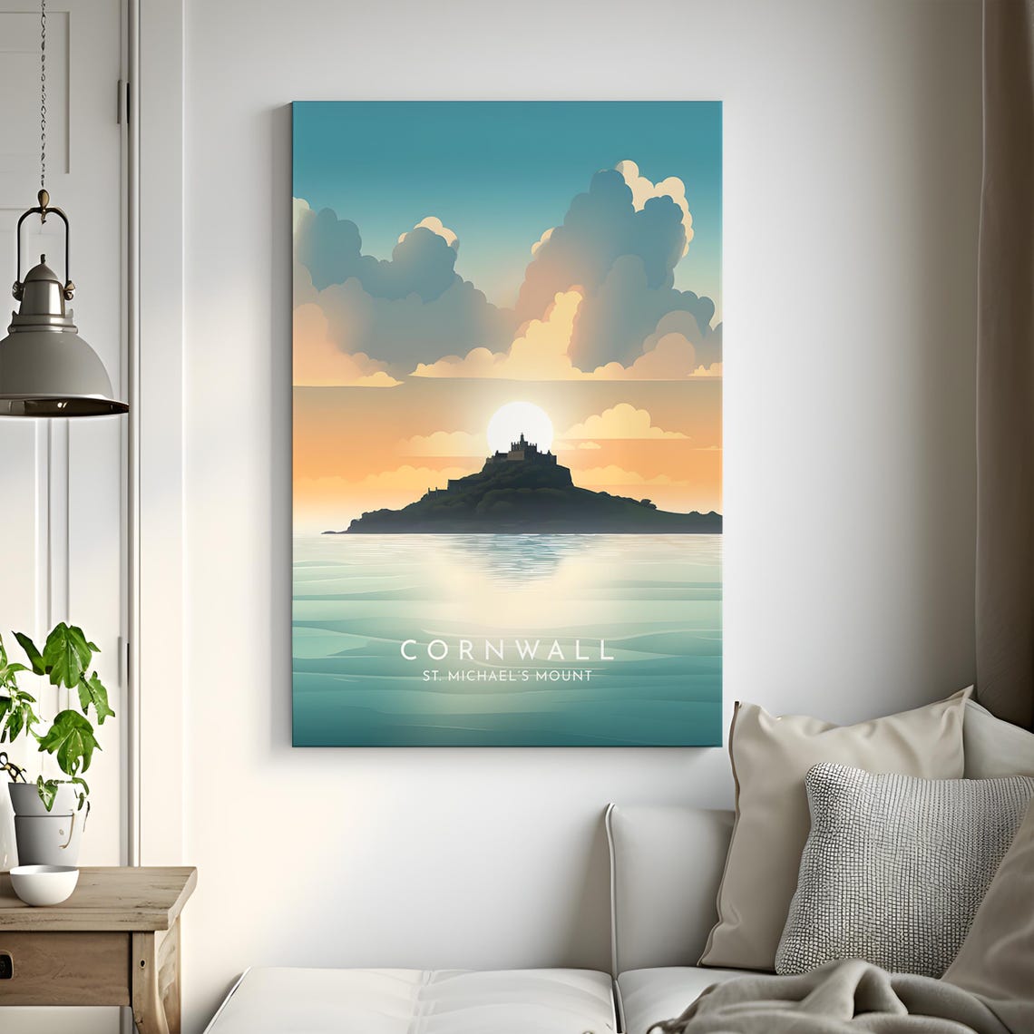 Cornwall St Michaels Mount Island Sunrise Over Calm Sea Poster - Image 3