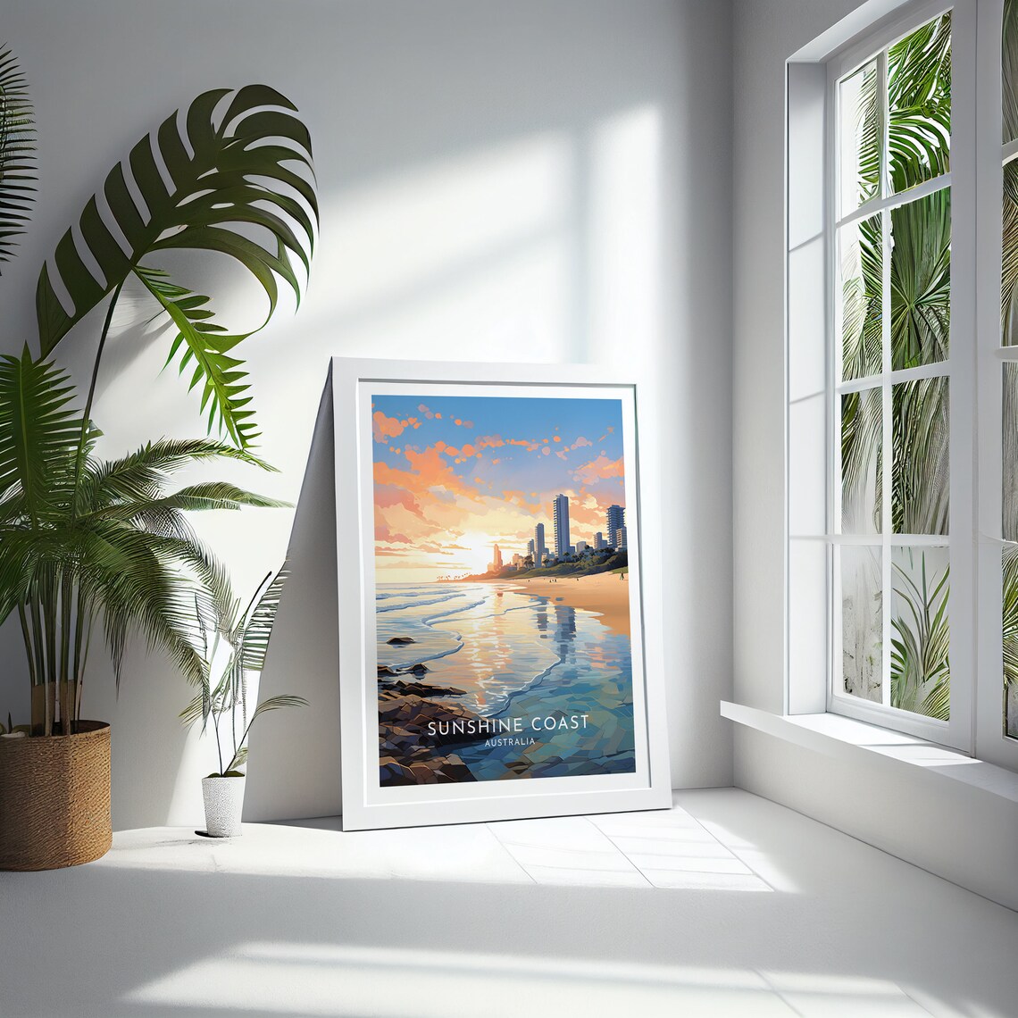 Sunshine Coast Australia Sunrise Beach Golden Skyline Travel Poster - Image 4