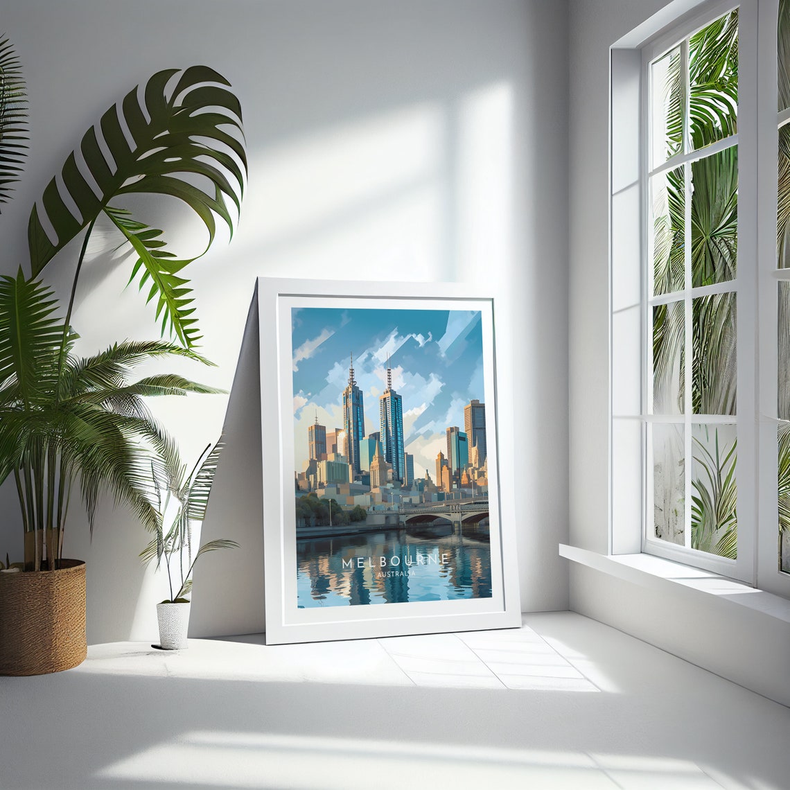 Melbourne Australia City Skyline Yarra River Reflection Poster - Image 4