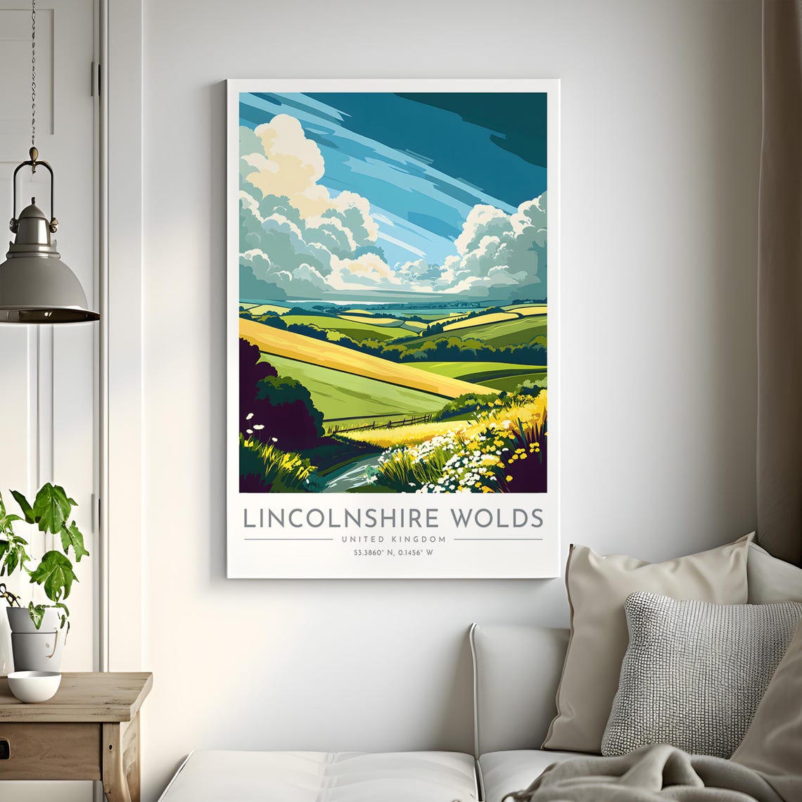 Lincolnshire Wolds Patchwork Green Hills Dramatic Sky Poster - Image 2