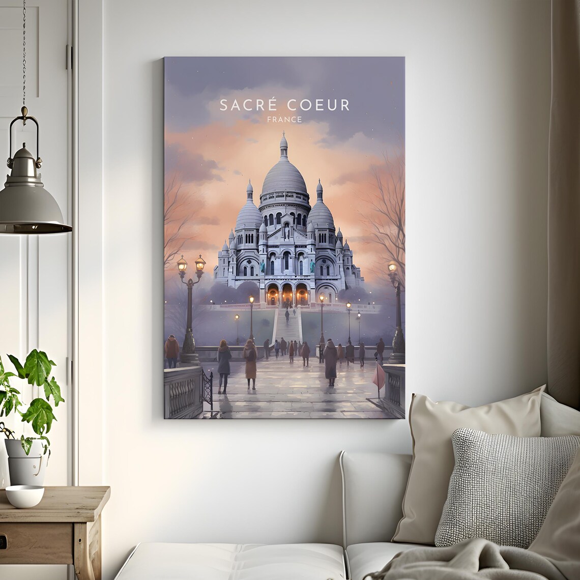 Sacre Coeur Basilica Paris Evening Twilight France Travel Poster - Image 3