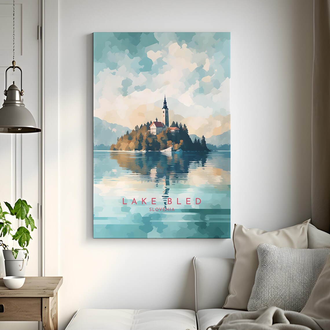 Lake Bled Slovenia Island Church Mountain Reflection Calm Poster - Image 3