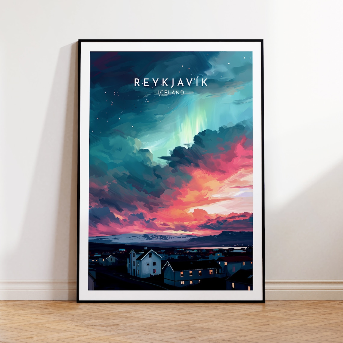 Reykjavik Travel Poster, Iceland Wall Art Print