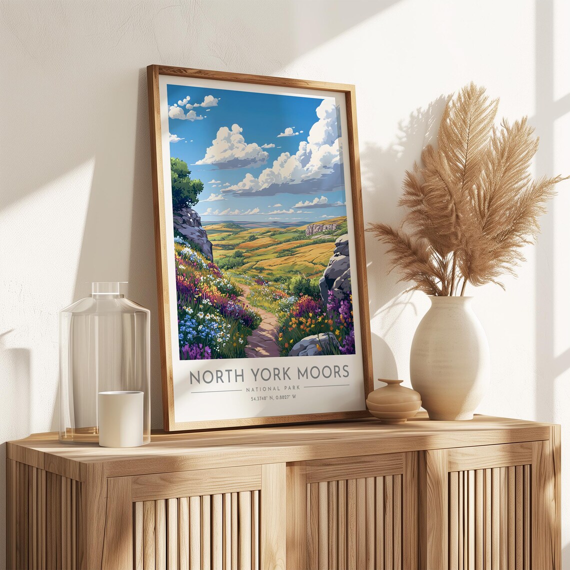 North York Moors Blooming Wildflowers Rocky Path Travel Poster - Image 3