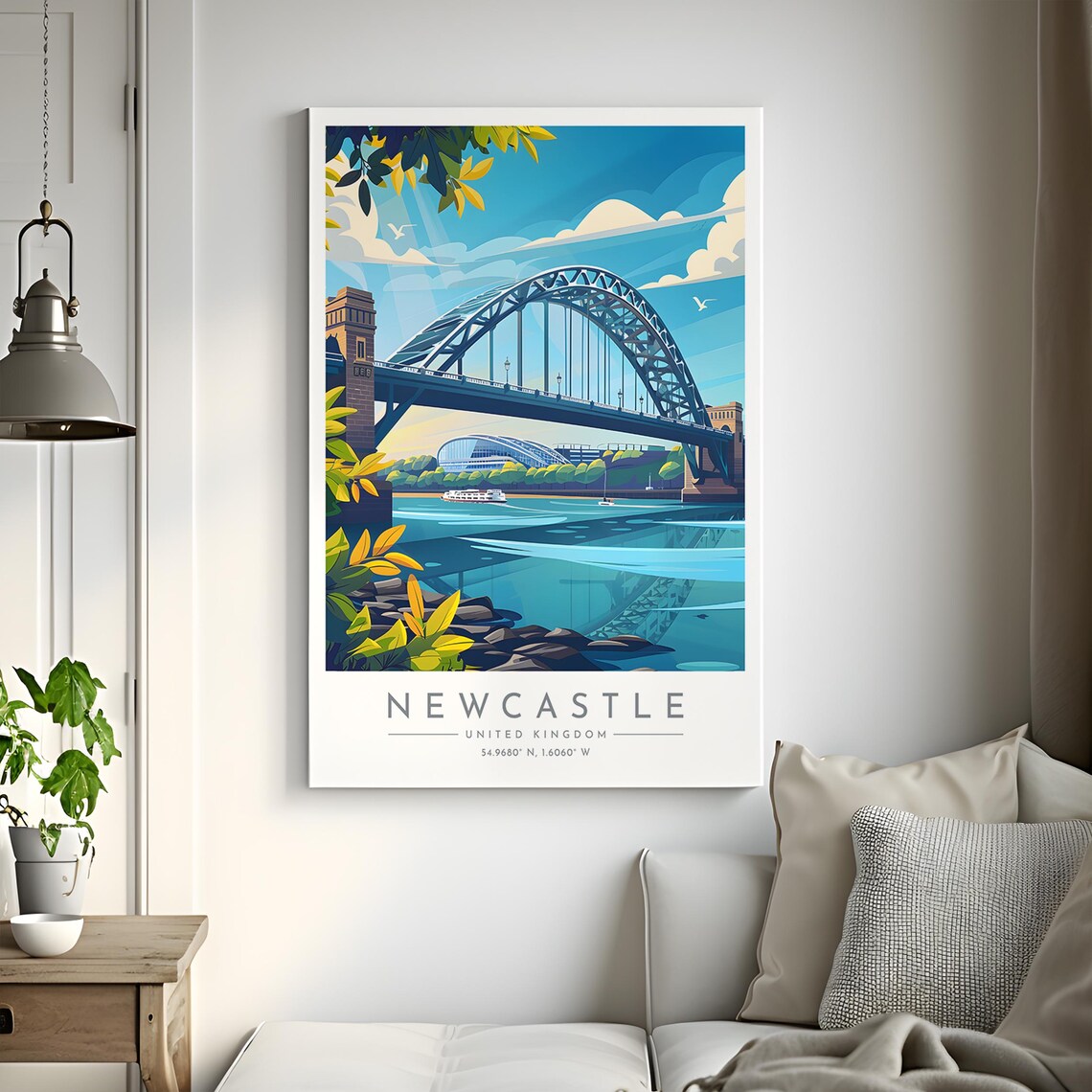 Newcastle Tyne Bridge Sunset Golden Hour England Travel Poster - Image 2
