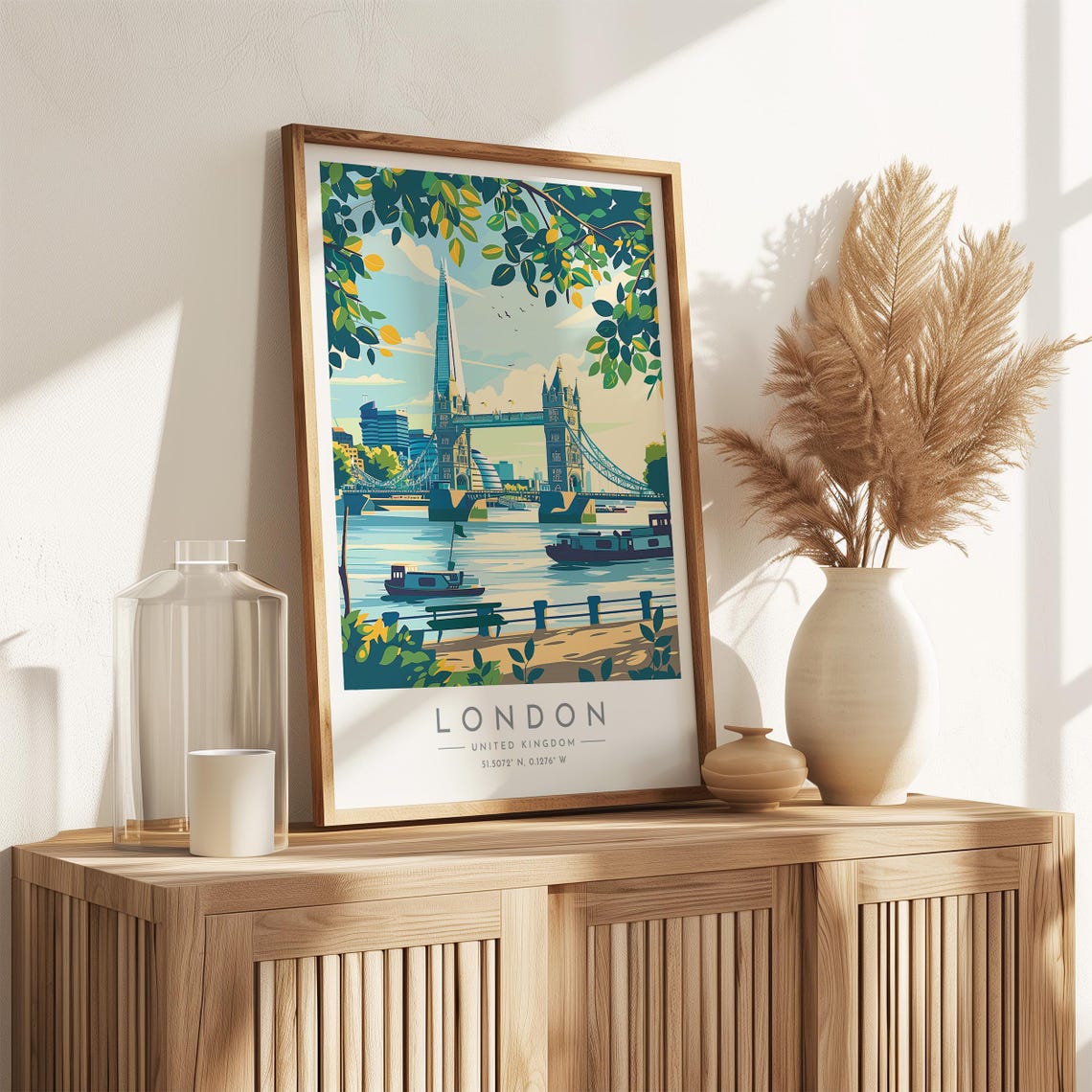 London Tower Bridge Shard Thames Riverside Summer Day Poster - Image 3