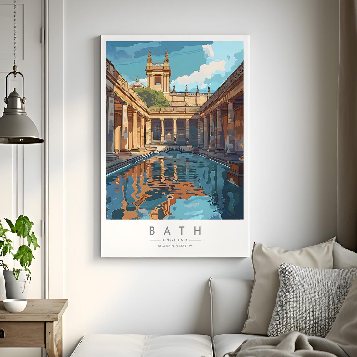 Bath England Roman Baths Colonnade Reflection Historic Spa Poster - Image 2