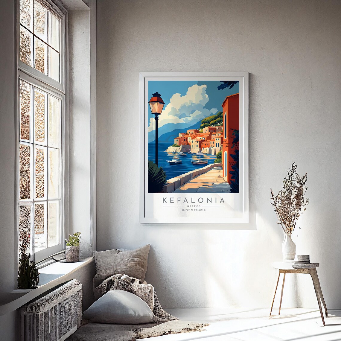Kefalonia Harbor Waterfront Old Town Boats Greece Travel Poster - Image 4