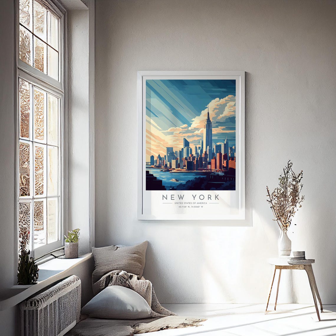 New York City Empire State Building Sunset Harbor Skyline Poster - Image 4