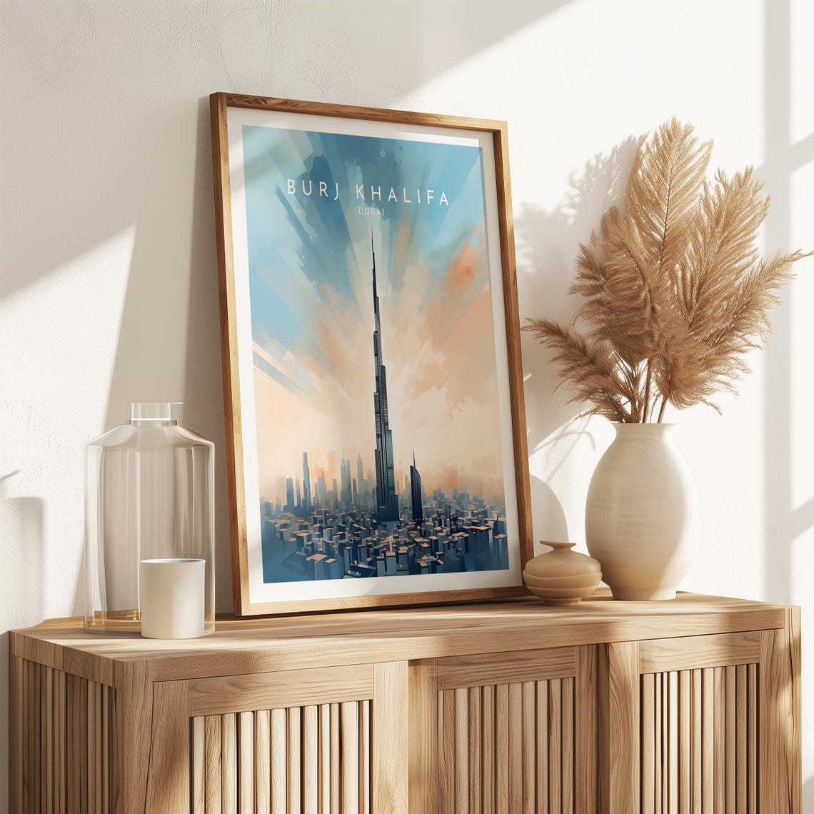 Burj Khalifa Dubai Sunrise Skyline Tower Modern Travel Poster - Image 2