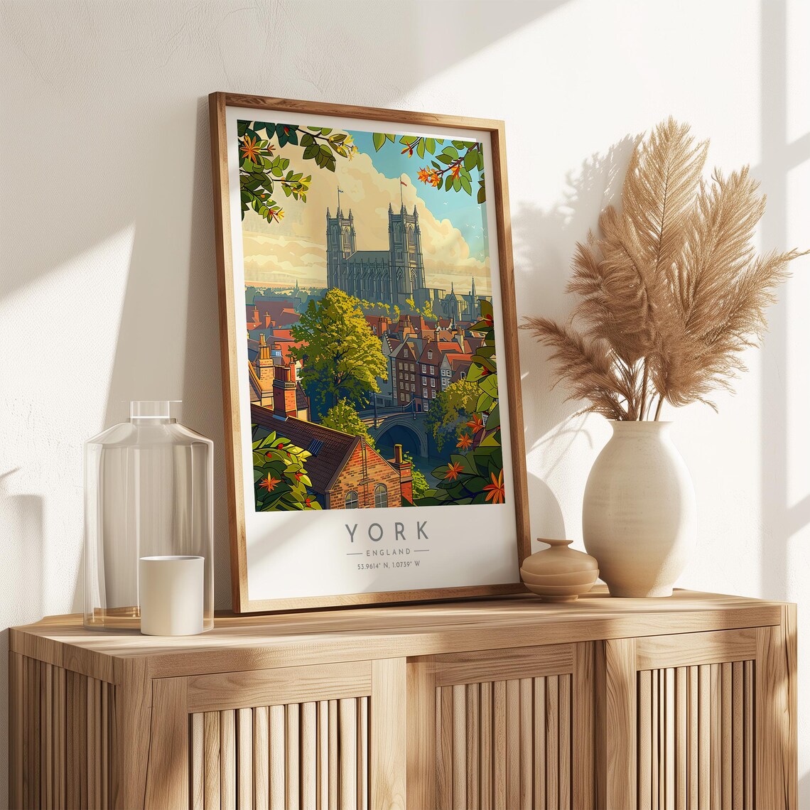 York England York Minster Old Town Rooftops Autumn Day Poster - Image 3