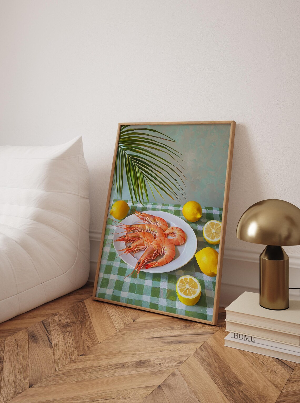 Tropical Shrimp Kitchen Art, Coastal Lemons Decor - Image 4