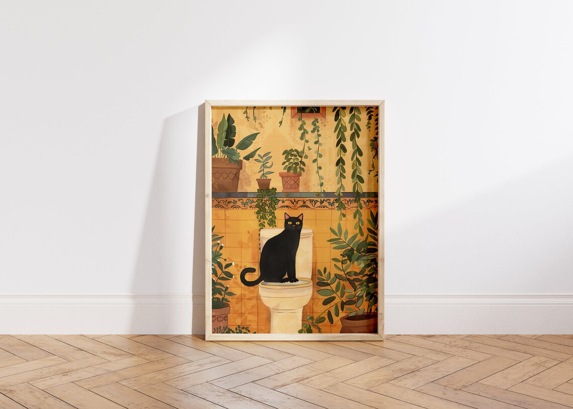Funny Toilet Cat Poster Gift for Cat People - Image 6