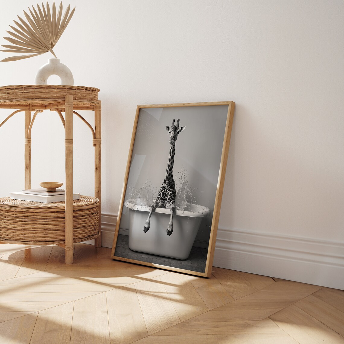 Cute Giraffe In A Tub Bathroom Funny Poster - Image 2