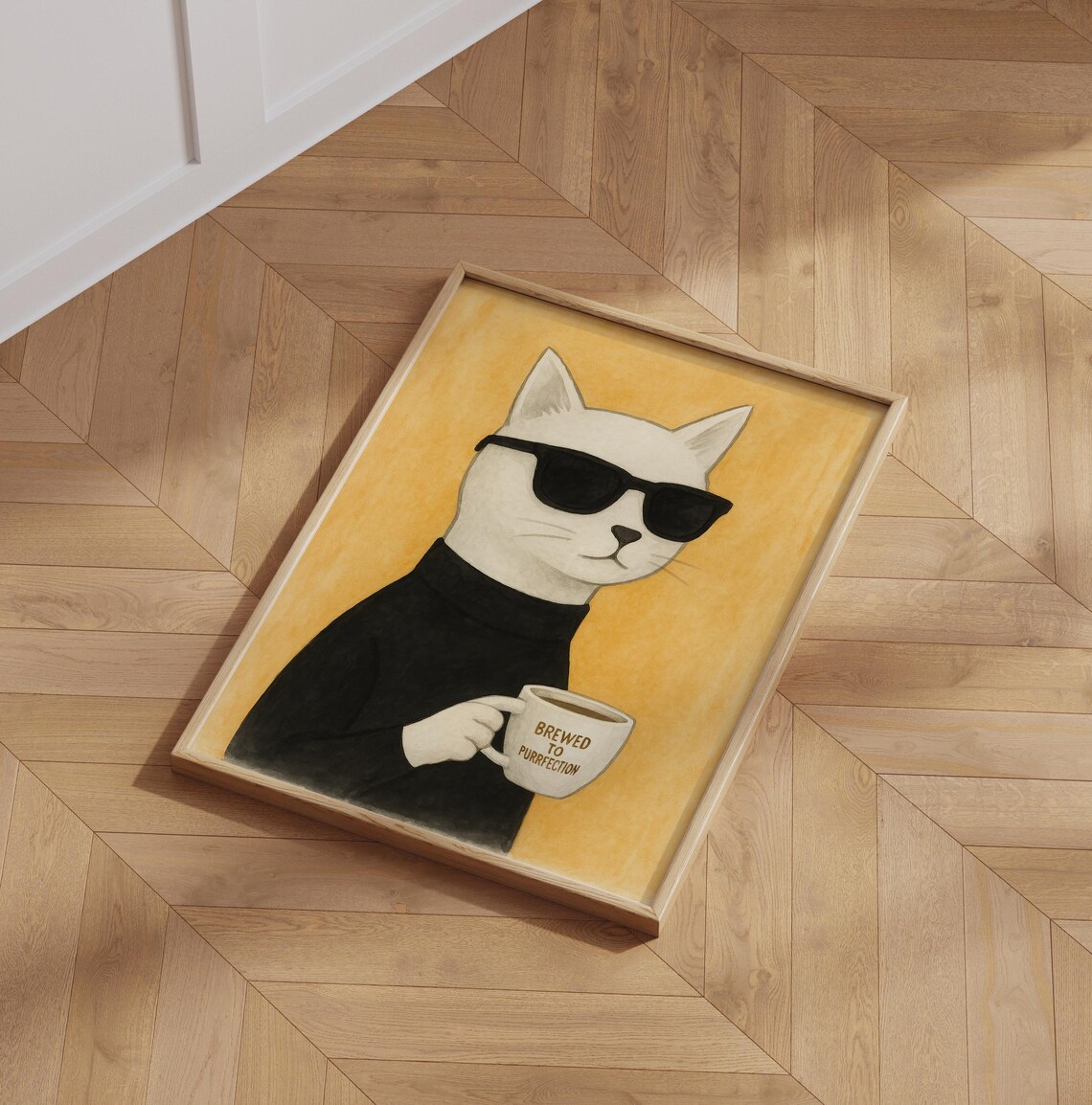 Cool Cat Coffee Poster, Minimalist Funny Cat Art - Image 6