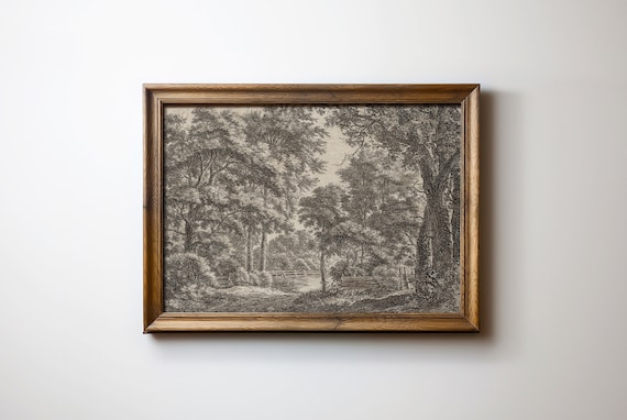 Golden Autumn Fields Vintage Countryside Landscape Sketch Poster