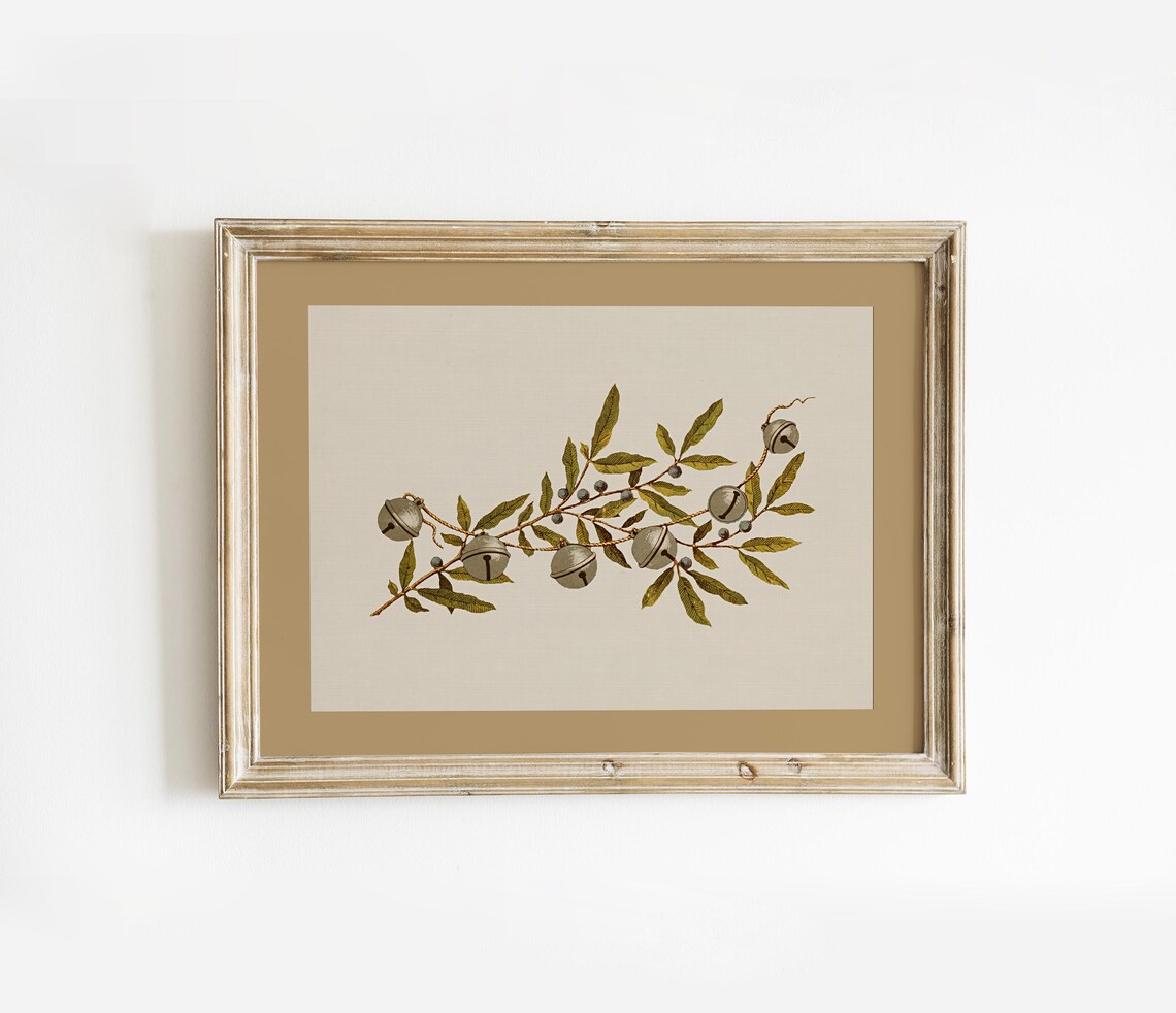 Vintage Christmas Bells And Holly Art Print