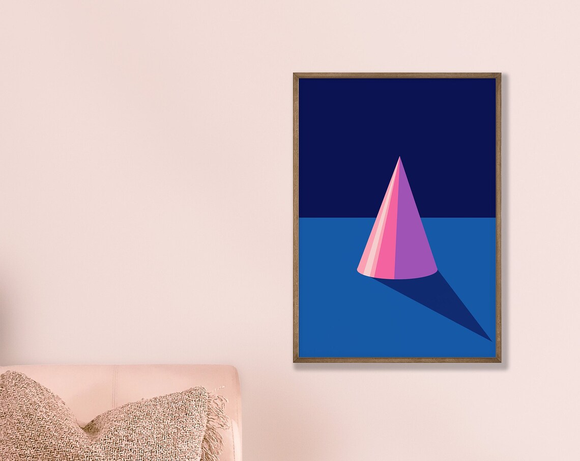 Simple Cone Poster Modern Art Simplistic Wall Abstract Minimalist