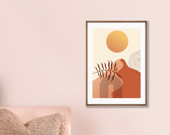 Hand Drawn Shapes Poster Abstract Art Trendy Wall Drawing Minimalist
