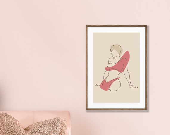 Resting Poster Line Art Trendy Wall Continuous Minimalist