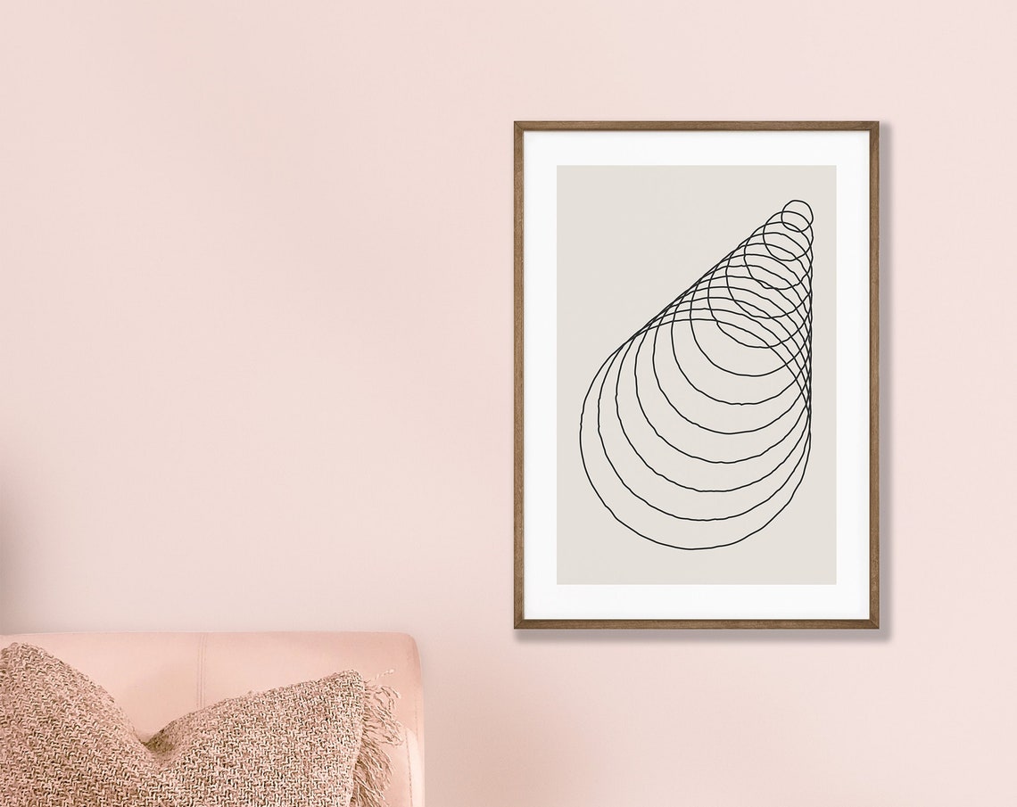 Abstract Tilted Spiral Cone Geometric Line Art Minimalist Poster
