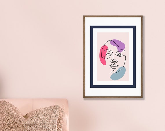 Feminine Face Poster Continuous Line Art Trendy Wall Drawing Minimalist