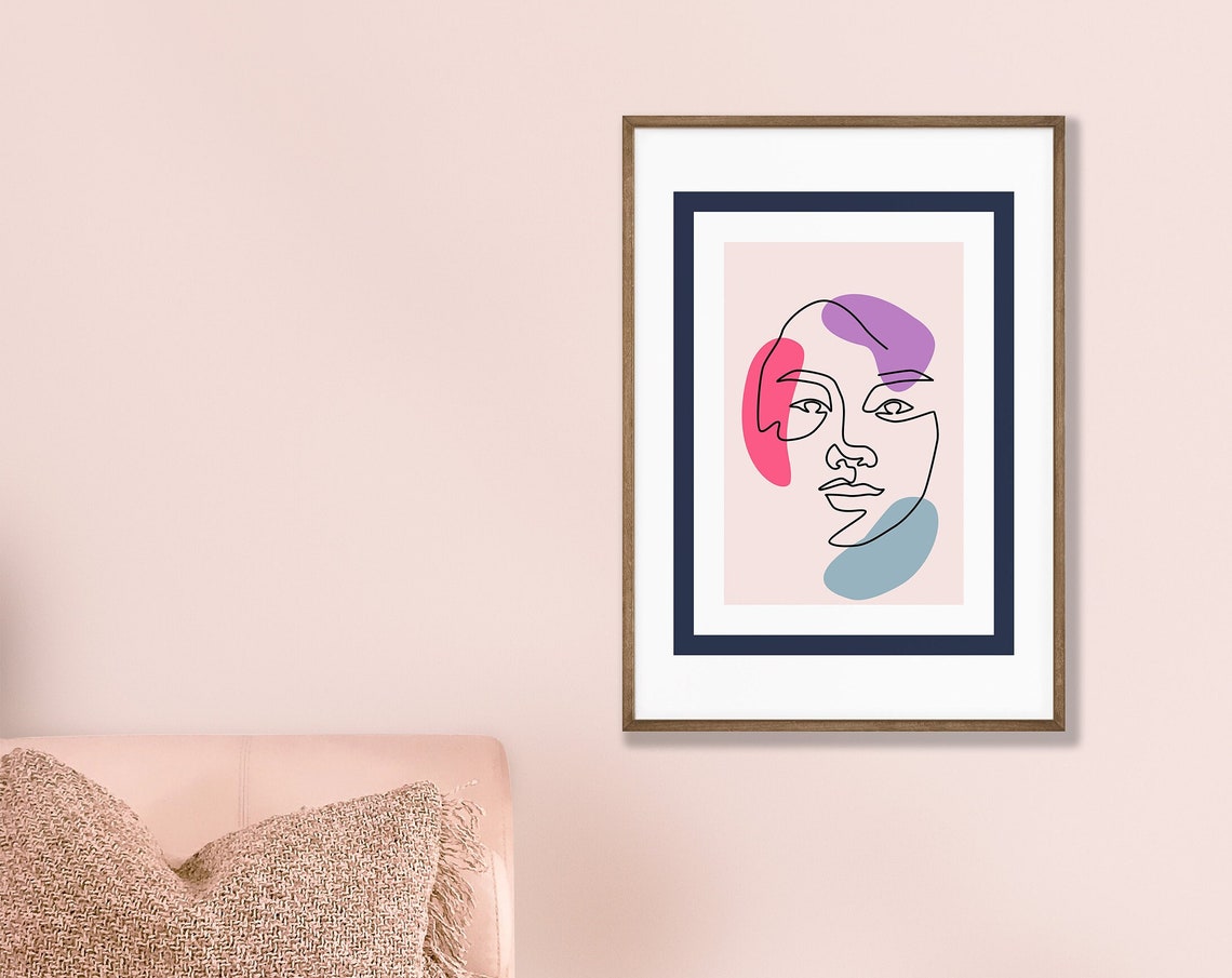 Feminine Face Poster Continuous Line Art Trendy Wall Drawing Minimalist