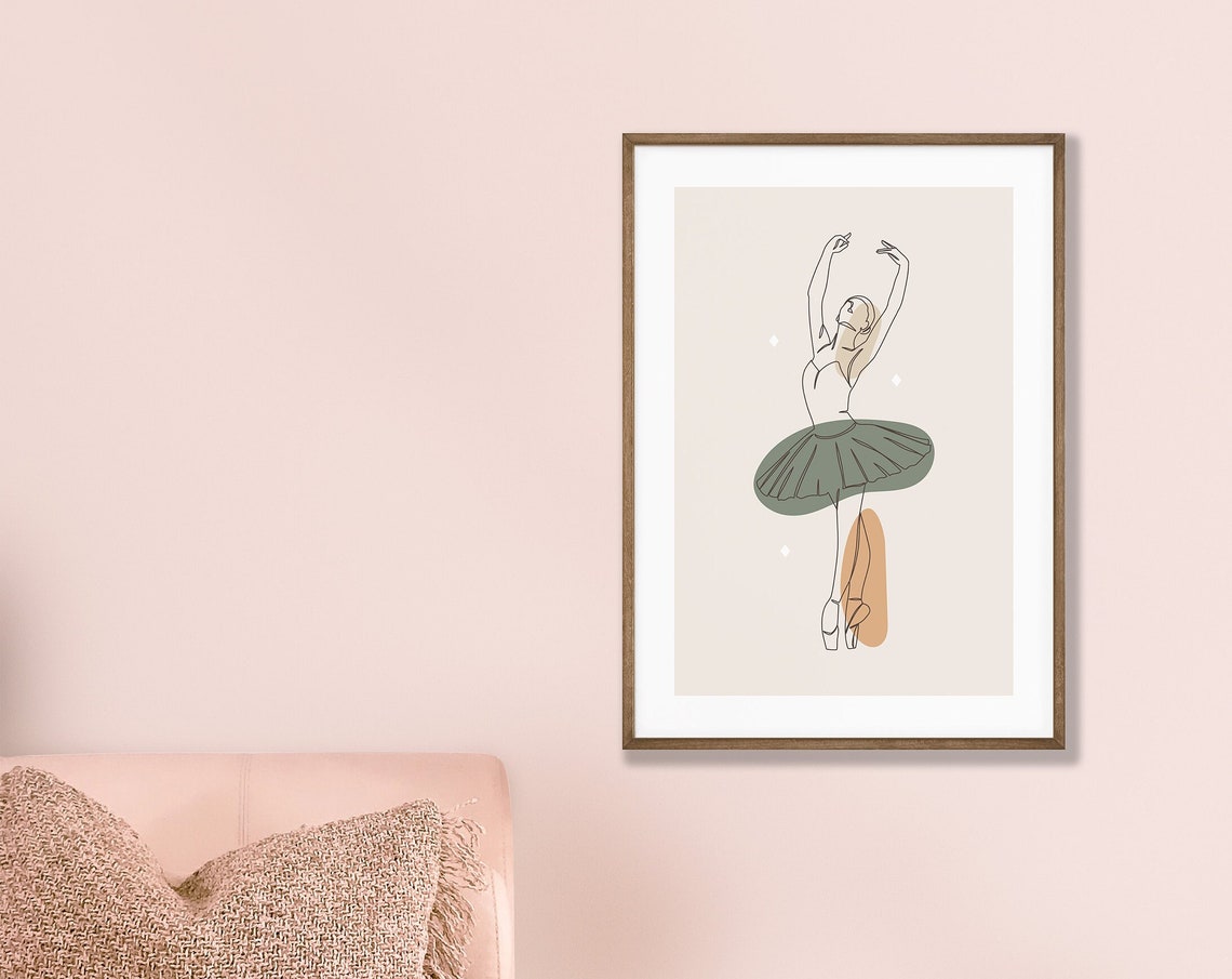 Ballerina Continuous Line Art Dance Drawing Minimalist Poster
