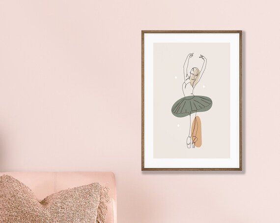 Ballerina Poster Continuous Line Art Trendy Wall Drawing Minimalist