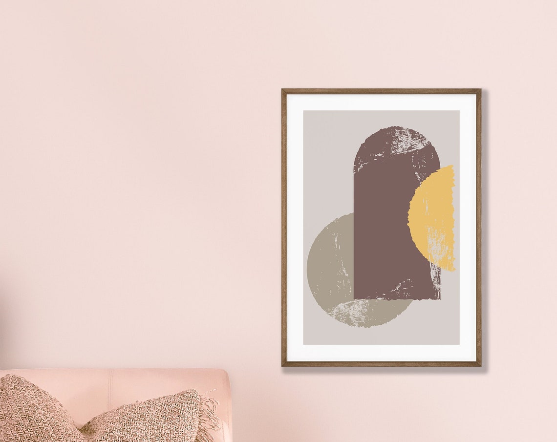 Boho Abstract Geometric Arch Circles Earth Tone Modern Wall Art