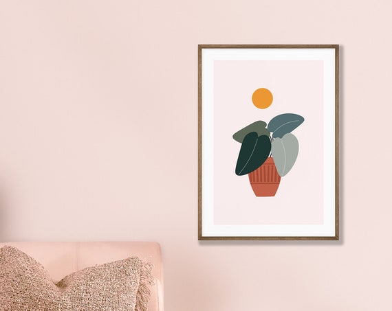 Botanical Vase Drawing Poster Art Trendy Wall Shapes Minimalist