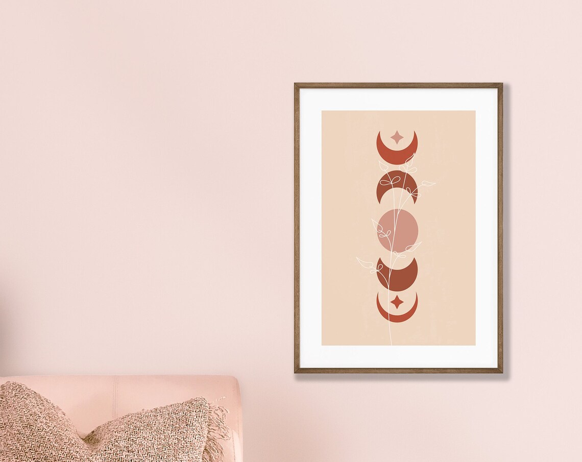 Moon Phases Poster Modern Art Trendy Wall Abstract Minimalist
